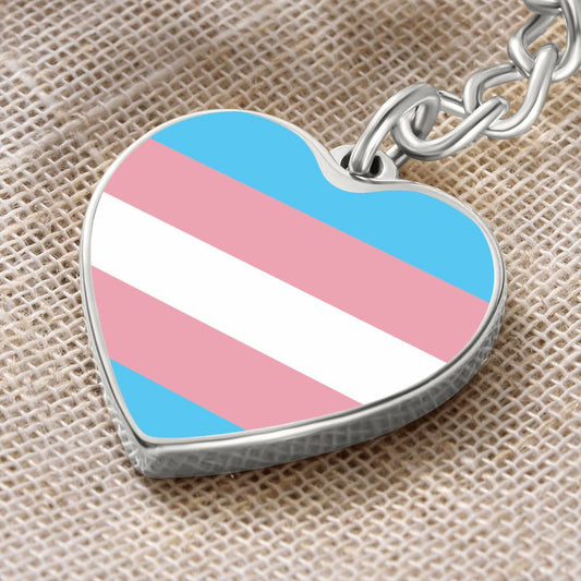 Trans Pride Heart Keychain