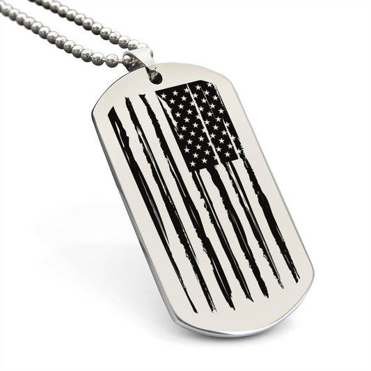 Engraved American Flag Dog tag