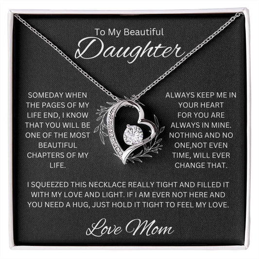 To My Beautiful Daughter (Love Mom) Forever Love Necklace